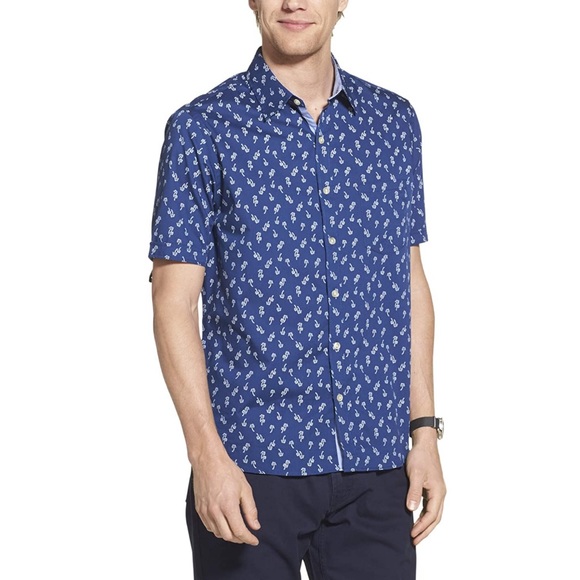 Slim Fit Geoffrey Beene Palm Tree Shirt large - Picture 1 of 4